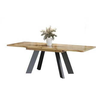 endo-moebel Esstisch COMO 130-210cm Esszimmertisch Küchentisch ausziehbar erweiterbar - 210cm Synchronauszug Wotan Eiche - Beige