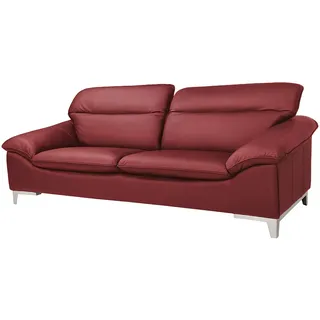Mivano Ledersofa Teresa / Große Echtleder-Couch mit verstellbaren Kopfstützen / 235 x 84 x 109 / Leder Rot