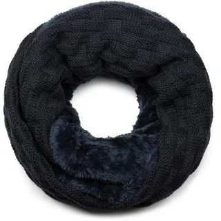 styleBREAKER Strickschal "Feinstrick Loop mit Flecht Muster und Teddyfleece" 1 Stk., midnight, blau
