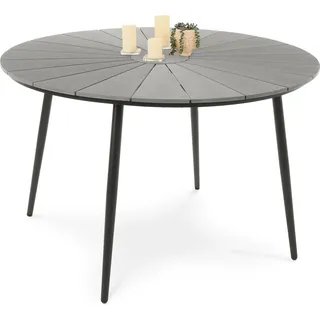 di volio Gartentisch Palermo ø 120 cm, rund - grau, Gartentisch - wetterfest & langlebig, aus Kunstholz und Aluminium - Grau, Schwarz