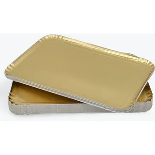 lepetitmitron - 25 Tabletts aus goldfarbenem Karton – Präsentationsplatten für Gebäck / Fingerfood / Buffets (28 x 42 cm)