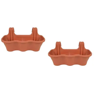 Kit 2 Stk Pflanzer 3 Plätze Balkon Balkonkasten Kunststoff Brown CM 53x28x25H