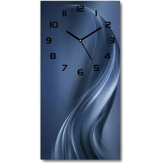 Wanduhr aus Glas – 30x60 cm - Glasbild - Glasuhr - Gehärtetes Glas -Abstrakte Welle - Grau