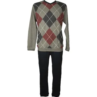 Herren-Pyjama RAGNO Interlock warmer Winter-Baumwoll-Langarm-Pullover mit V-Ausschnitt und Hose mit Bündchen Artikel U532N2, Taglia 54, Cotone 80%,Viscosa 20%
