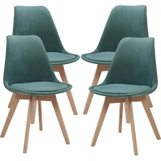 Esszimmerstuhl ’Fläten’ 4er Set Polsterstuhl Cord Dunkelgrün - dunkelgrün