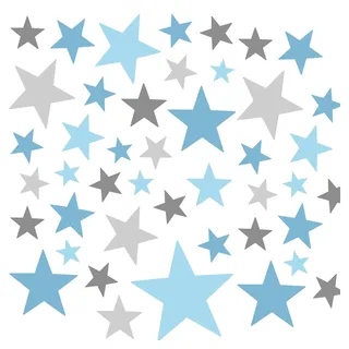 Little Deco 60 Sterne Set Wandsticker Wandtattoo Kinderzimmer Junge Mädchen Deko Aufkleber Spielzimmer Schlafzimmer Kleinkind Baby blau grau hellblau DL686-Z1