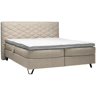 Sjöholm Boxspringbett , Beige , Metall , H3 + H4 , Höhe ca. 20 cm , 180x200 cm , gepolstertes Kopfteil, Federkernmatratze, Stoffauswahl, in verschiedenen Größen erhältlich, Matratze in verschiedenen Härtegraden erhältlich, Topperauswahl, Matratze geteilt , Schlafzimmer, Betten, Doppelbetten