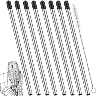 Ultiluxe Flaschenhalter für Geschirrspüler - 8 Stück - Flaschenregal - 24 cm - Edelstahl - Mit Reinigungsbürste - Praktisch & Funktionell - Silber/Sch