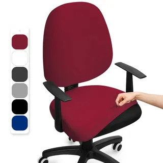 BalladHome Bürostuhl Bezug Stretch Bezug Für Bürostuhl Universal Office Computer Stuhlbezug Drehbare Office Stuhlbezüge Abnehmbare Waschbare Bürostuhls Stuhlhussen Bezug (Wine Red,1PC)-F