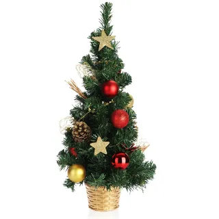 COM-FOUR® Künstlicher Weihnachtsbaum mit Christbaumkugeln - Geschmückter Tannenbaum für die Weihnachtsdekoration - Christbaum für die Deko zu Weihnachten - Grün