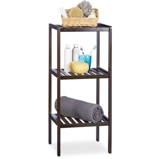 Relaxdays Bambus Badregal, 3 Ablageflächen, Holzregal, Standregal, Bambusregal, Küchenregal, HBT 80x34,5X 33cm, braun