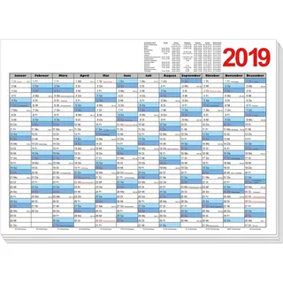 Geschenke mit Namen 1384 Wand-Kalender Übersichts-Kalender 2019, Größe A3 zum Eintragen von Terminen - im 5er Spar-Set, weiß