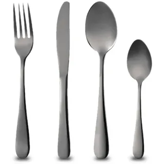 BERGNER MUNICH - 24-teiliges Besteckset aus Edelstahl - schwarz hochglanzpoliert - ideal für den täglichen Gebrauch - spülmaschinenfest - spülmaschinenfest