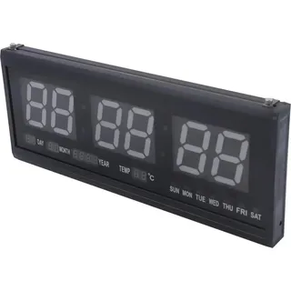 Digitale LED-Wanduhr - Wand- & Tischuhr - 18×19×3 cm - Datum, Wochentag & Temperatur - Netzbetrieb 220V - Aluminium & Glas - Blau