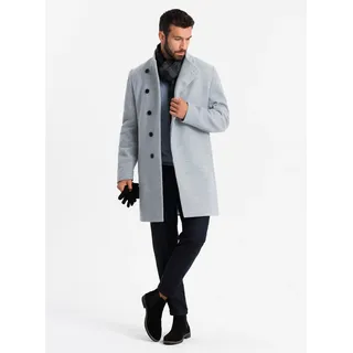 Ombre Clothing Herrenmantel Bilical hellgrau M - Grau
