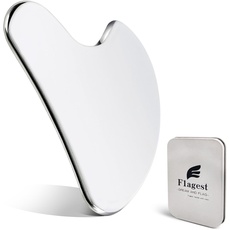 Flagest Gua Sha Edelstahl, Gua Sha Stein Gesichtsmassage Werkzeuge, Gua Sha Metall Reduziert Schwellungen Schlankeres Gesicht, Herzform Geschenk Guasha Massageschaber (Silber)