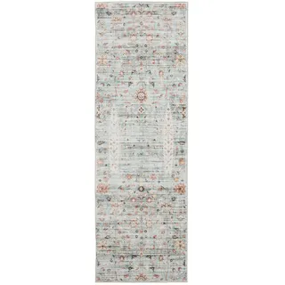 benuta Vintage-Läufer George waschbar 80x240 cm , Türkis , Kunststoff , Vintage , Rechteckig , 80x240 cm , Oeko-Tex® Standard 100 , in verschiedenen Größen erhältlich, rutschfeste Unterfläche, waschbar , Teppiche und Böden, Teppiche, Teppichläufer, Läufer