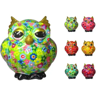 netproshop Spardose Eule aus Keramik Pomme Pidou Klassisch, Tierliebhaber, Dekoration, Innenbereich, ca. 15 x 13 x 15 cm, Auswahl:Green Flower