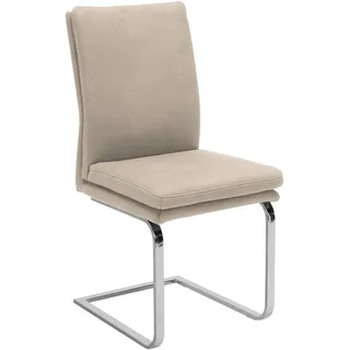 Novel Schwingstuhl , Chromfarben, Sandfarben , Metall, Textil , Uni , U-Form , 47x100x64 cm , Lederauswahl, Stoffauswahl , Esszimmer, Stühle, Schwingstühle