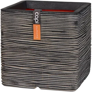 Capi Europe Capi Pflanztopf Nature Rib Quadrat Riffel 30 cm x 30 cm x 30 cm Anthrazit