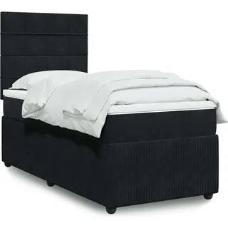 Langlebige Boxspringbett mit Matratze Schwarz 100x200 cm Samt Gästebett mit Lattenrost Möbel9171017 - Schwarz