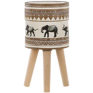 Beliani Pflanzenständer 43 x 43 x 43 cm Beige/Braun