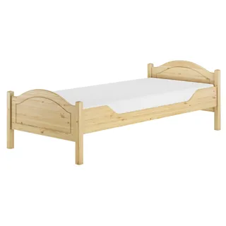 Massivholzbett Kiefer natur 90x200 Einzelbett Gästebett Zubehör wählbar V-60.30-09Rollrost und Matratze inkl. - Naturbelassen