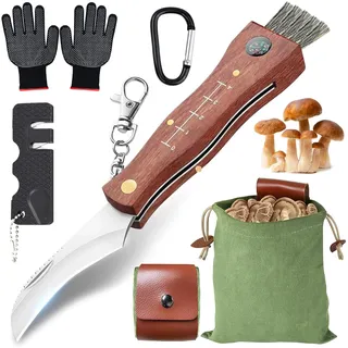 UNIANE Pilzmesser mit Bürste, Pilztasche, Edelstahl-Pinsel, Sammeln von Pilzen/Trüffeln