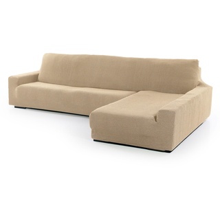 SOFASKINS® super elastischer Chaise Longue überzug, Sofabezug rechte Lange Armlehne, Sofa überzug atmungsaktiv, bequem und langlebig, Kompatible Abmessungen des Sofas (210-340 cm), Farbe beig