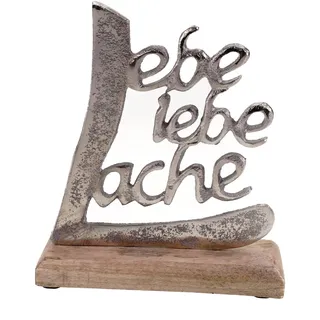 formano Schriftzug Lache Liebe Lebe aus Aluminium/Mango Holz Deko Aufsteller Tischdeko Wohndekoration (18cm)