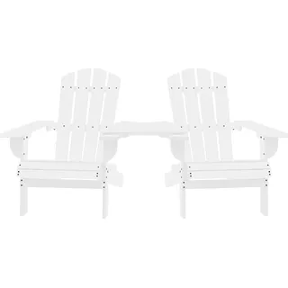 vidaXL Adirondack-Gartenstühle mit Tisch Massivholz Tanne Weiß - Weiß