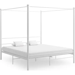 The Living Store Himmelbett Weiß Metall 180x200 cm - Weiß