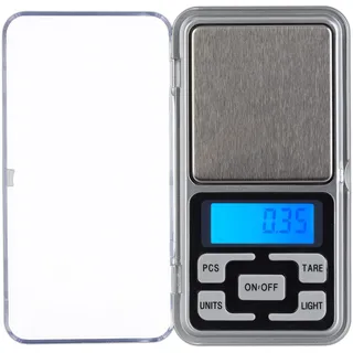 Relaxdays Digitale Feinwaage, bis 200 g, 0,01 g Schritte, Tara- & Zählfunktion, kalibrierbar, Mini Taschenwaage, Silber