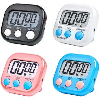 GERUI 4 Stück Küchentimer Digital,Kurzzeitwecker Magnetisch, Stoppuhr mit Einklappbarer Ständer,Stehen Klein Kinder Time Timer,mit Großem LCD-Display für Kitchen, Schule, Küche, Sport, Gym