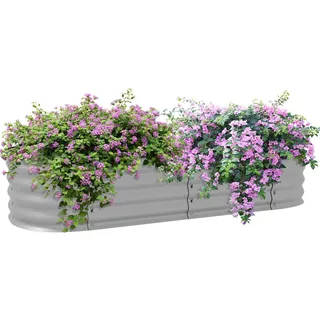 Outsunny Pflanzenbeet 150 x 62 x 30 cm Silber