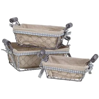 Drahtkörbe 3er-Set Dekokörbe Obstkorb Aufbewahrungskorb Metallkorb Landhaus Deko