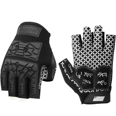 Seibertron Lineman/Linebacker Handschuhe 2.0 Padded Palm American Football Receiver Fingerless Gloves/Handschuhe Halbfinger, Flexibler TPR-Aufprallschutz Back of Hand Jugend und Kinder Black M