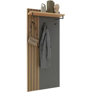 Dieter Knoll Garderobenpaneel , Grau, Eiche Bianco , Holz, Metall, Holzwerkstoff , Asteiche, Eiche , 81x183x27 cm , Made in Germany , Aufhängemöglichkeit, Hutablage, Kleiderstange , Garderobe, Garderoben-Sets & Garderoben-Serien, Garderoben-Serien