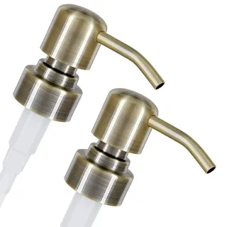 ALTGLAS 2 Stück von Seifenspender Pumpkopf Zagreb - Doppelpack Edelstahl Pumpaufsatz mit 28mm Gewinde als Ersatz Pumpe und Upcycling mit Jacky Flaschen (Vintage Bronze)