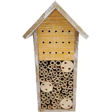 Dehner Natura Insektenhotel Galway, Bienenhotel nachhaltig, Insektenhaus für Wildbienen, ca. 15 x 30 x 13 cm, aus FSC®-zertifiziertem Tannenholz/Bambus, braun/gelb