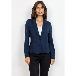 Kurzblazer SOYACONCEPT "SC-DANIELA 1", Damen, Gr. XL, blau (navy), Web, Obermaterial: 73% Polyester, 24% Viskose, 3% Elasthan, unifarben, tailliert normal, tiefer V-Ausschnitt, Blazer Kurzblazer, Materialmix