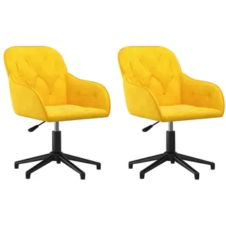vidaXL Esszimmerstühle 2 Stk. Drehbar Gelb Samt