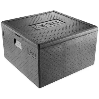Thermohauser EPP-Thermobox Pizza Maxi mit Deckel - 86 Liter - 59,5 x 59,5 x 36 cm - schwarz - extra große Nutzfläche