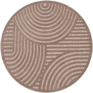 Teppich PACO HOME "Livorno 674", beige, H:14mm Ø:120cm, Polypropylen, Teppiche, Teppich, Uni-Farben, Scandi, Regenbogen, Hoch-Tief Effekt, Outdoor geeignet