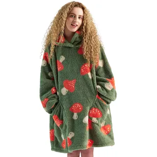 BEDSURE Hoodie Decke mit Ärmeln - Kuschelpullover als Geschenke für Frauen - Kuscheldecke mit Ärmeln Weich Warm Tragbare Decke Weihnachtsgeschenke für Frauen Damen Herren Freundin, Pilz Printed 95x85
