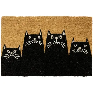 Fisura - Fußmatte außen Katzen Fußmatte aus Kokosnuss mit Rutschfester PVC-Rückseite. Fußabtreter für den Eingang. Handbemalt. Abmessungen: 60 x 40. Farbe: natürlich und andere