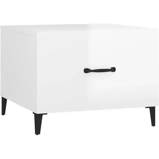vidaXL Couchtisch mit Metallbeinen Hochglanz-Weiß 50x50x40 cm - Weiß
