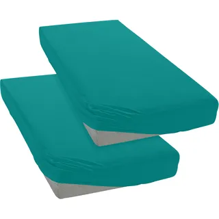 Spannbettlaken OTTO HOME "PAPRIKA", blau (petrol), B:90cm L:200cm, Microfaser-Jersey, Obermaterial: 100% Polyester, Bettlaken, Spannbettlaken, Bettlaken, Laken, in zwei Qualitäten: Fleece & Jersey, pflegeleicht