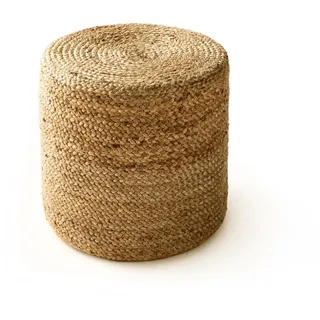 benuta Pure Jute-Pouf handgefertigt Jutta Hellbraun 40x40x40 cm , Textil , Uni , Zylindrisch , 40x40x40 cm , Care & Fair, Handmade in India , Wohnzimmer, Sessel, Hocker & Hockerbänke, Poufs