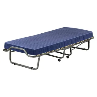 Klappbett Dabambil, Feldbett mit 15 Latten, inklusive Matratze, platzsparendes Kinderbett, 100 % Italy, 80 x 190 x 39 cm, Schutzhülle auf Anfrage - Blau